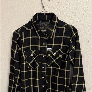 DIXXON Black and Yellow Checkered Shirt Ladies Small